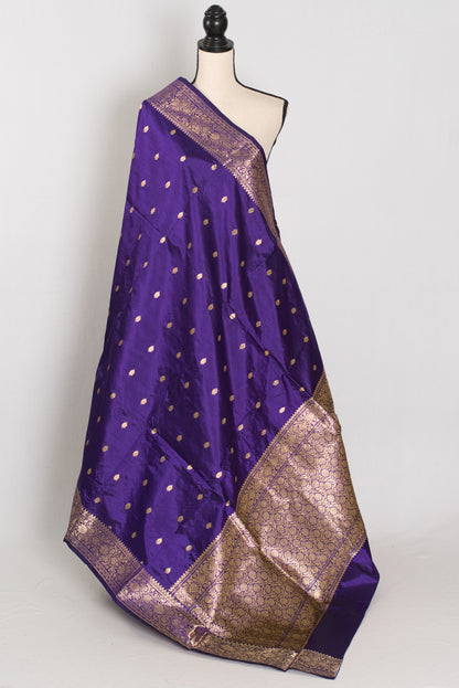 Mahua | Silk Mark Certified Pure Katan Banarasi Saree | Purple & Antique Gold image 1
