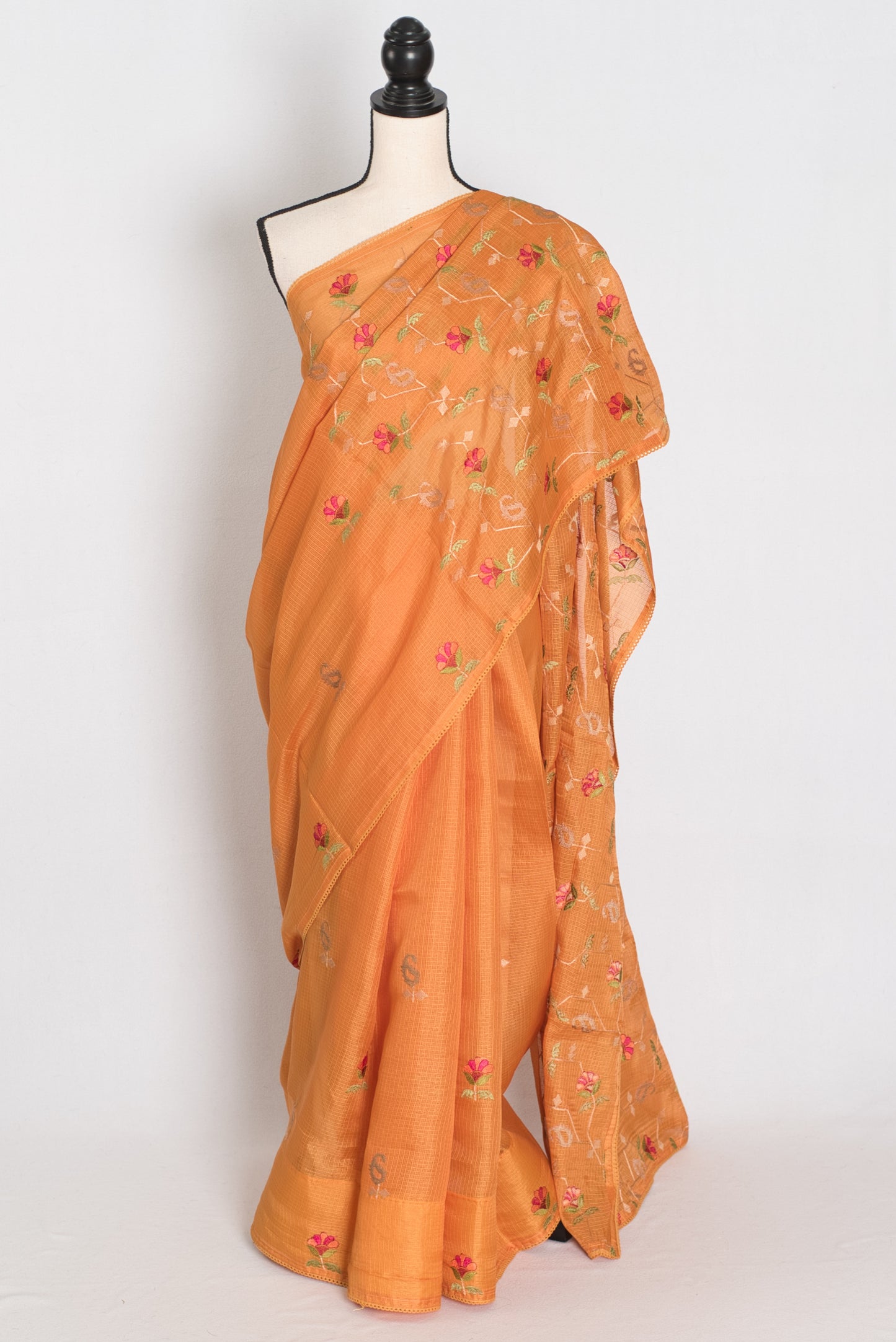 Bella | Sun-Kissed Yellow Kota Silk Saree | Soft, Flowy Floral Embroidery image 0