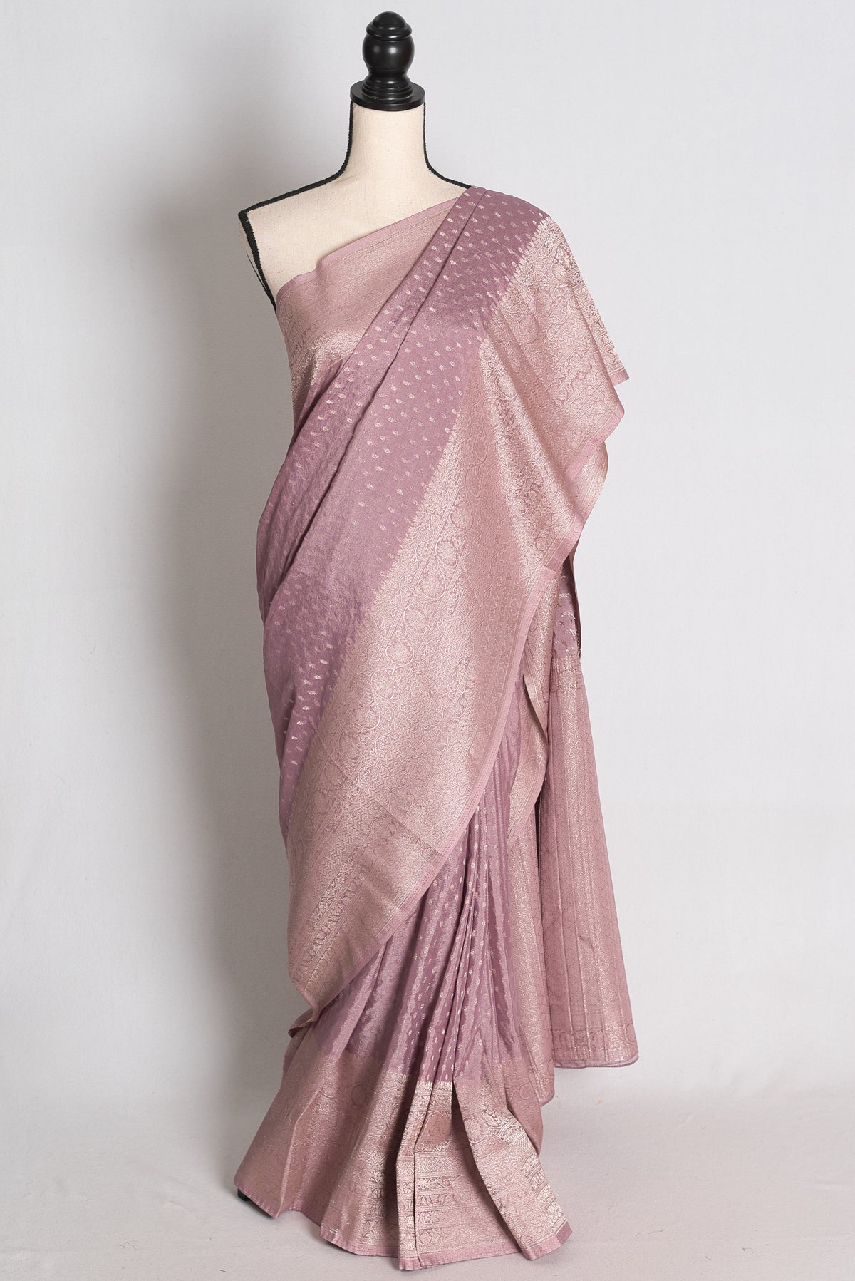 Indira: Pastel Mauve Lightweight Semi Georgette Banarasi Saree image 0