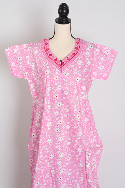 Printed Pink Pure Cotton Nightwear in Regular Size image 0