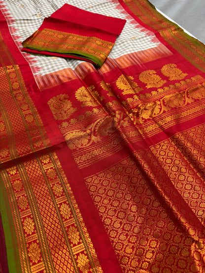 Kavya : Silk Mark Certified Micro Checks Kanji Gadwal Silk Saree image 1