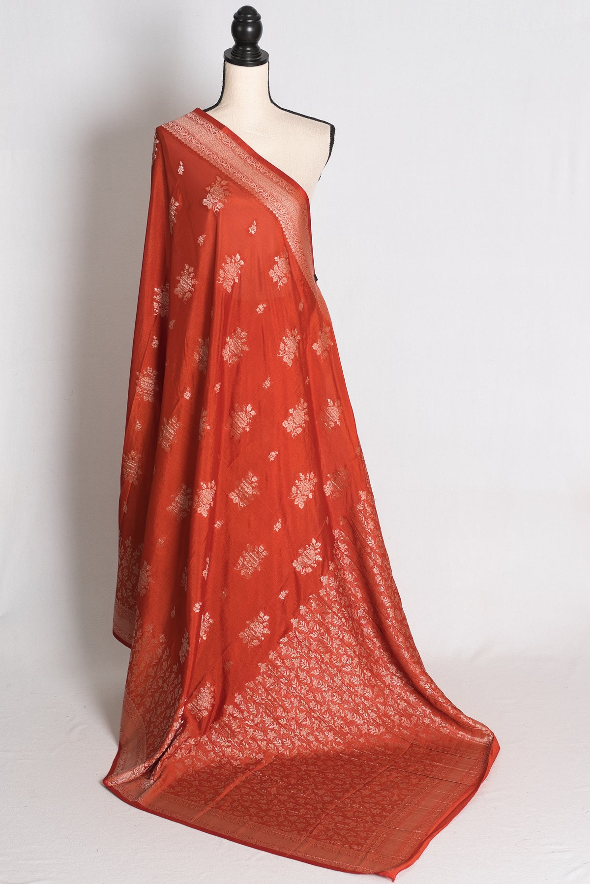 Priya: Rust Brown Lightweight Semi Georgette Banarasi Saree image 1