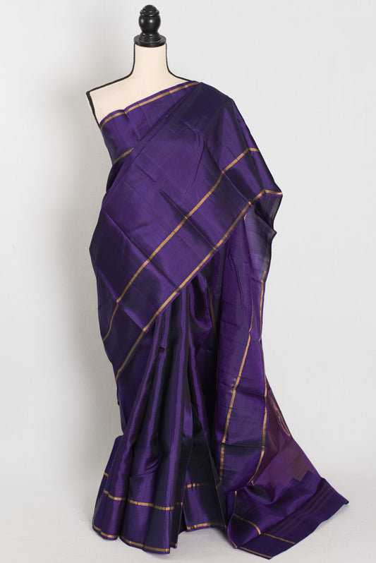 Nithila: Deep Purple & Gold Corporate Kanjivaram Silk Saree image 0