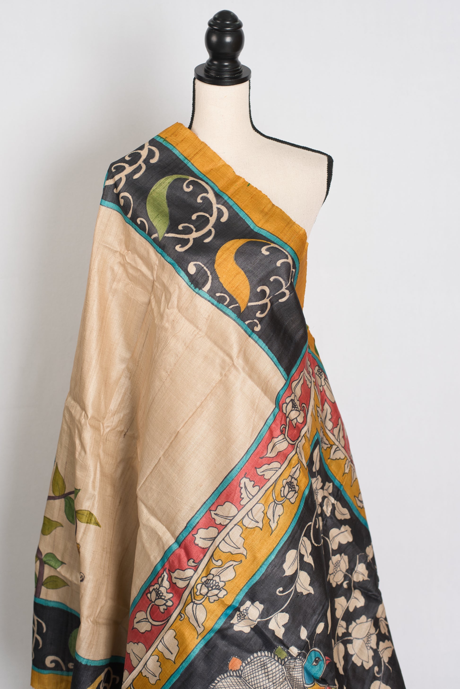 Soraya : Hand Painted Kalamkari Saree on Silk Mark Certified Gachi Tussar Silk image 4