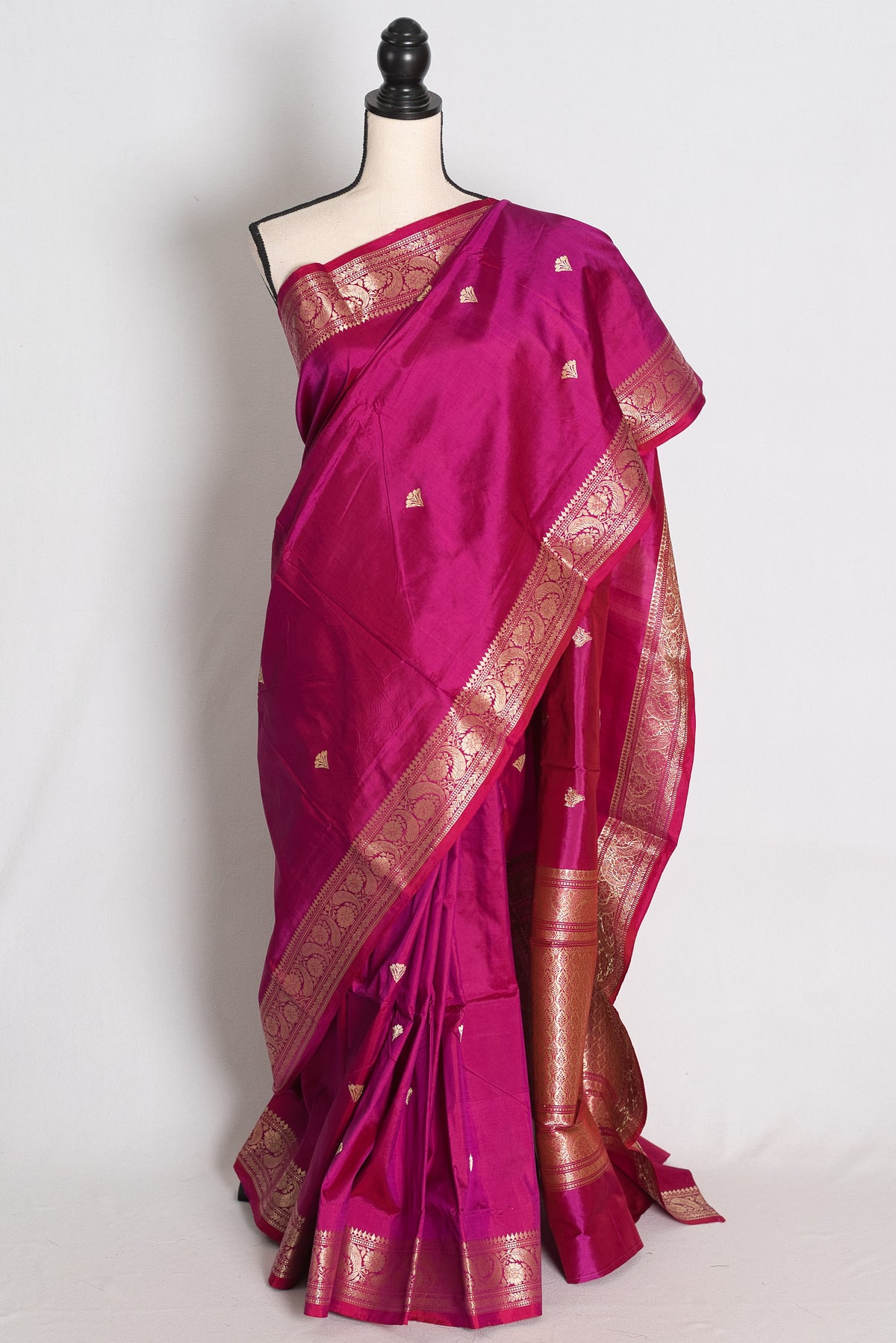 Piya: Purple and Gold Lightweight Katan Pure Silk Banarasi Saree image 0