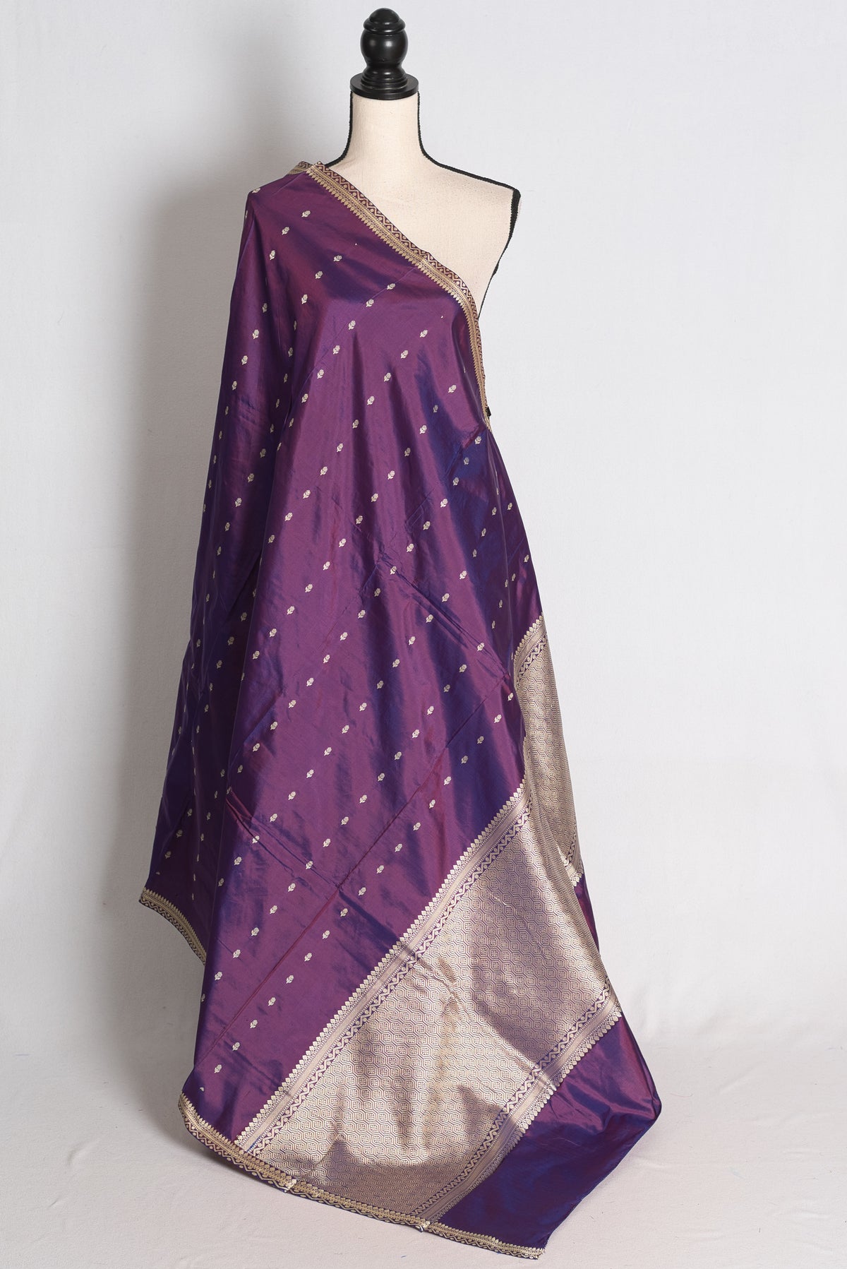 Gracy: Purple and Silver Katan Banarasi Silk Saree image 1