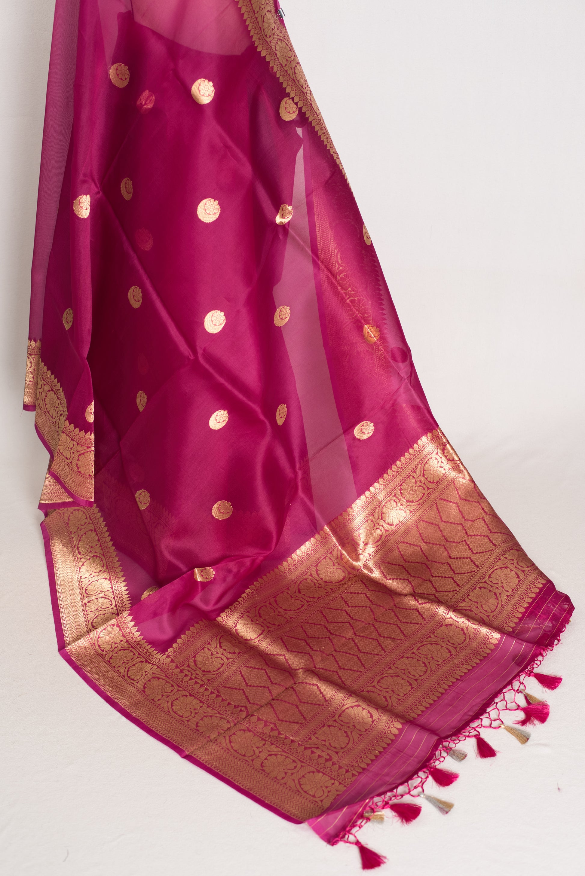 Gracy : Purple and Gold Chand Sitara Kora Organza Banarasi Saree image 3