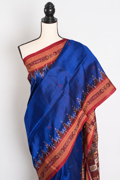 Mira : Silk Mark Certified Khandua Silk Odisha Saree in Blue and Red image 5