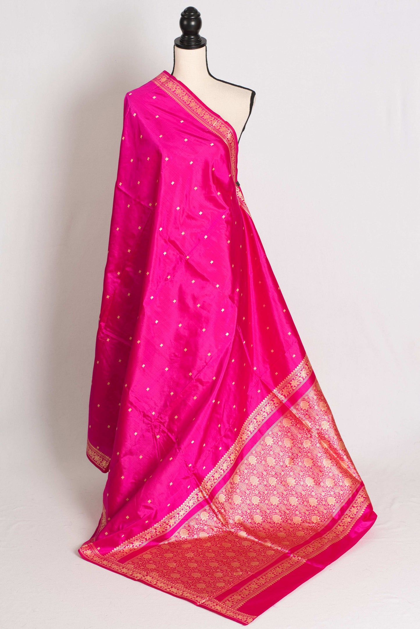 Giri : Certified Silk Banarasi Saree with Resham Work in Hot Pink image 1