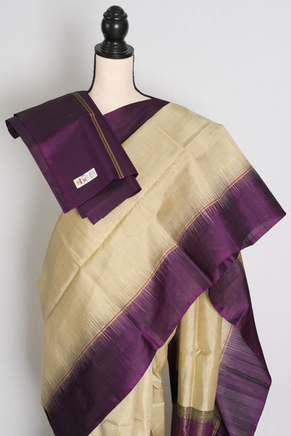 Lata : Clayish Brown and Deep Purple Lightweight Kanjivaram Silk Saree image 2