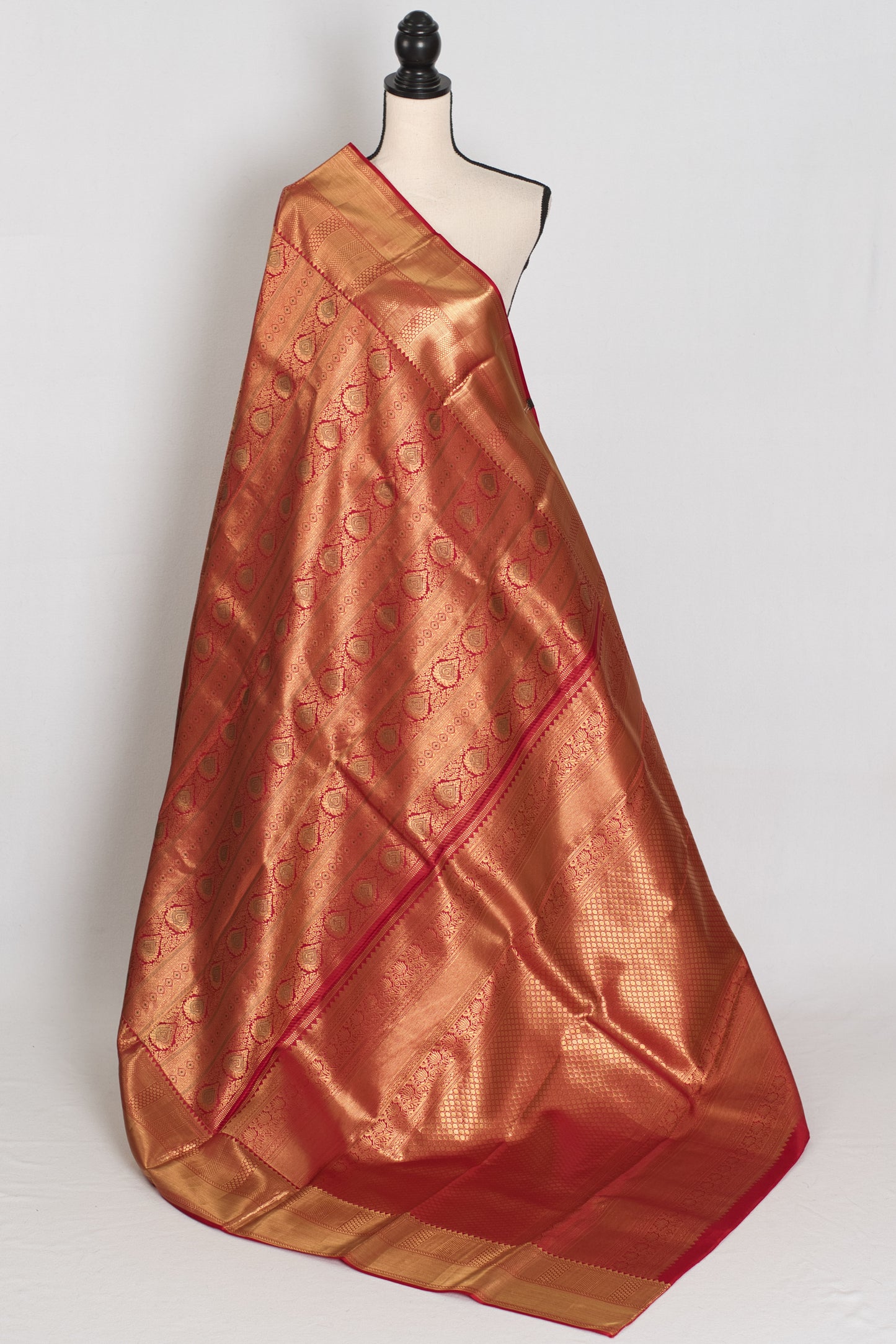Brinda : Dark Red & Gold Bridal Kanjivaram Brocade Saree | Silk Mark Certified image 1