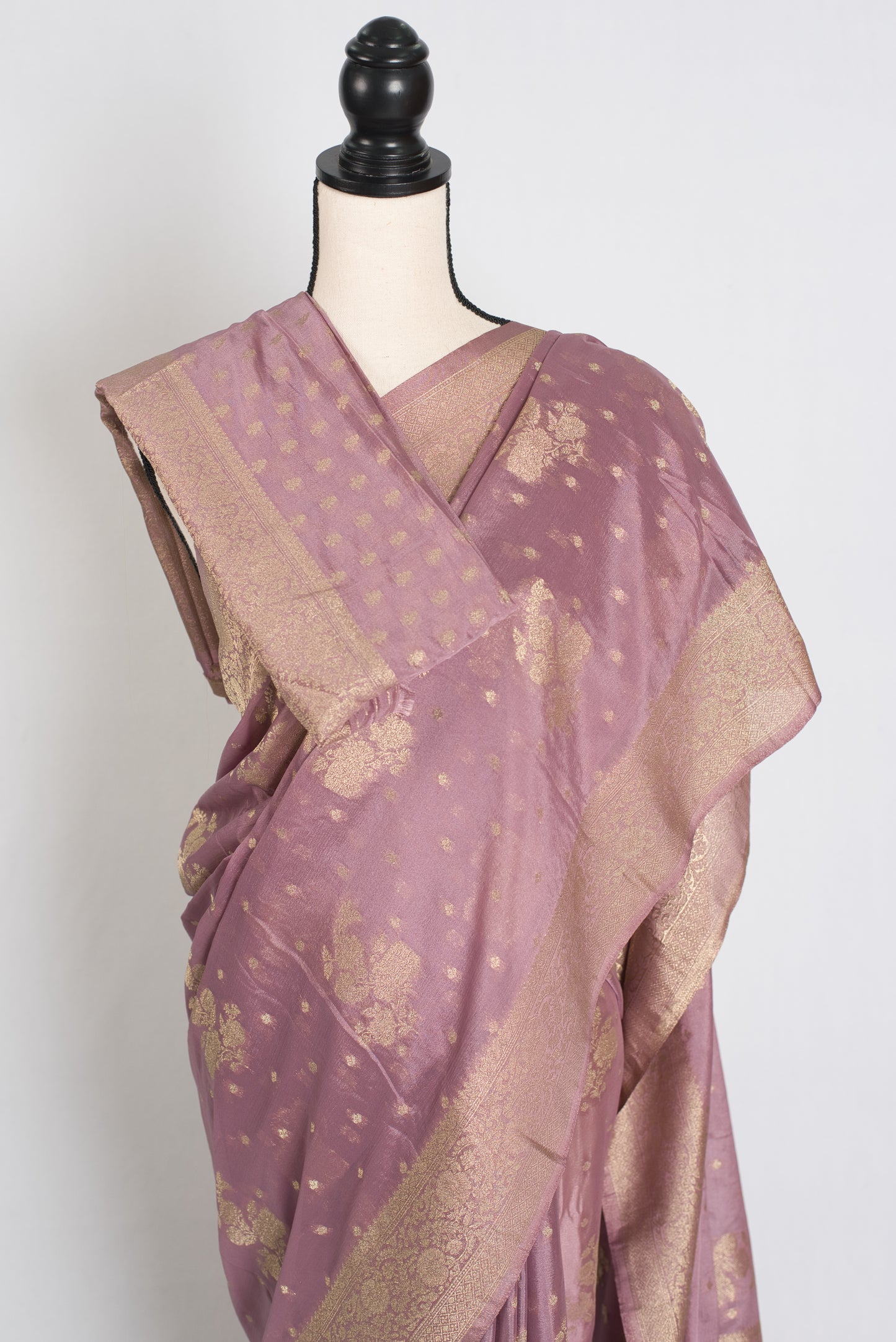 Mohini : English Purple Lightweight Semi Crepe Banarasi Saree image 2