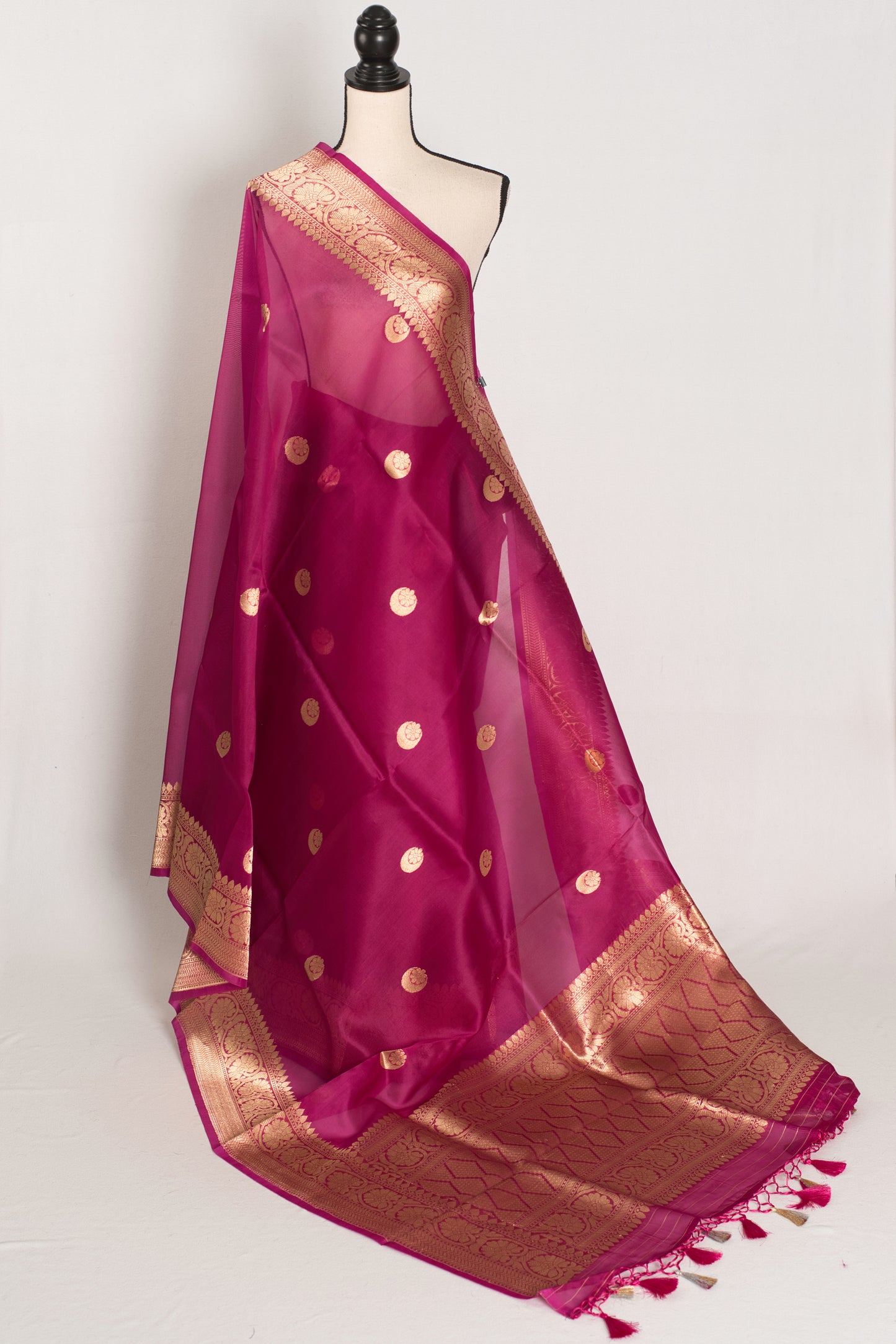 Gracy : Purple and Gold Chand Sitara Kora Organza Banarasi Saree image 1