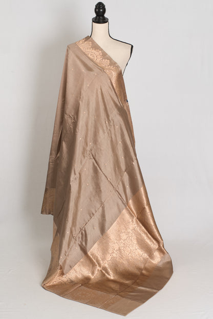 Mandar | Metallic Brown & Gold Silk Mark Certified Katan Banarasi Saree image 1
