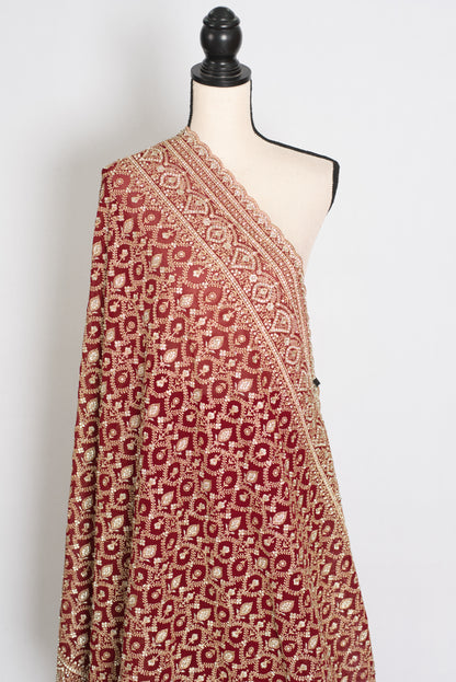 Mohey | Maroon and Gold Georgette Bridal Saree | Elegant Royal Festive Wear image 4