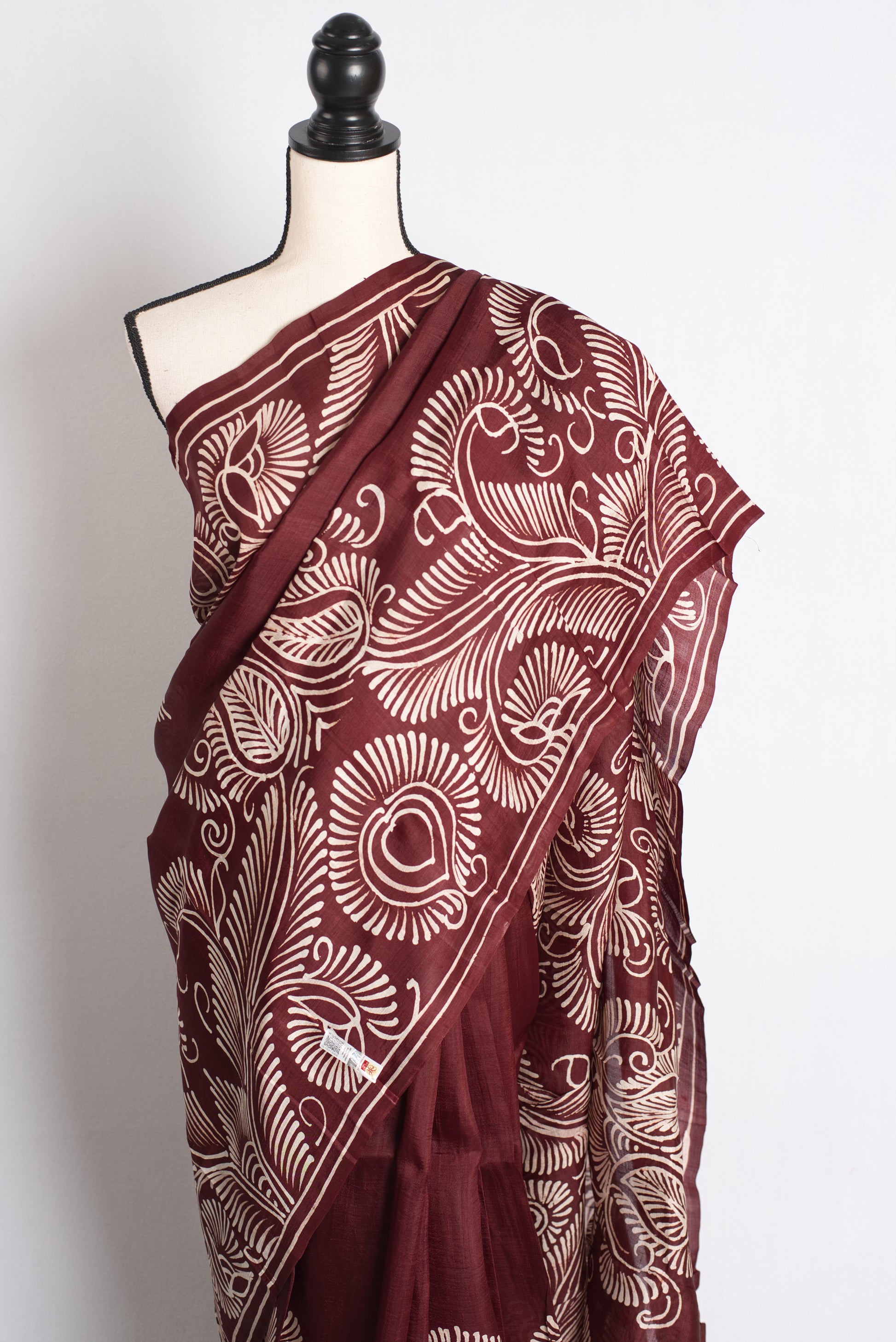 Kavya - Coffee Brown Batik Handcrafted Pure Silk Saree image 4