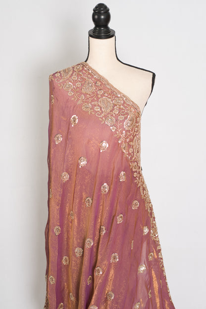 Farheen | Soft Peach Purple Organza Saree | Luxury Cocktail & Wedding Reception image 3