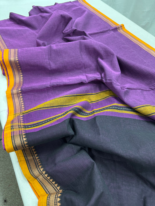 Royal Whisper : Purple Bengal Soft Cotton Dhanekhali Saree image 0