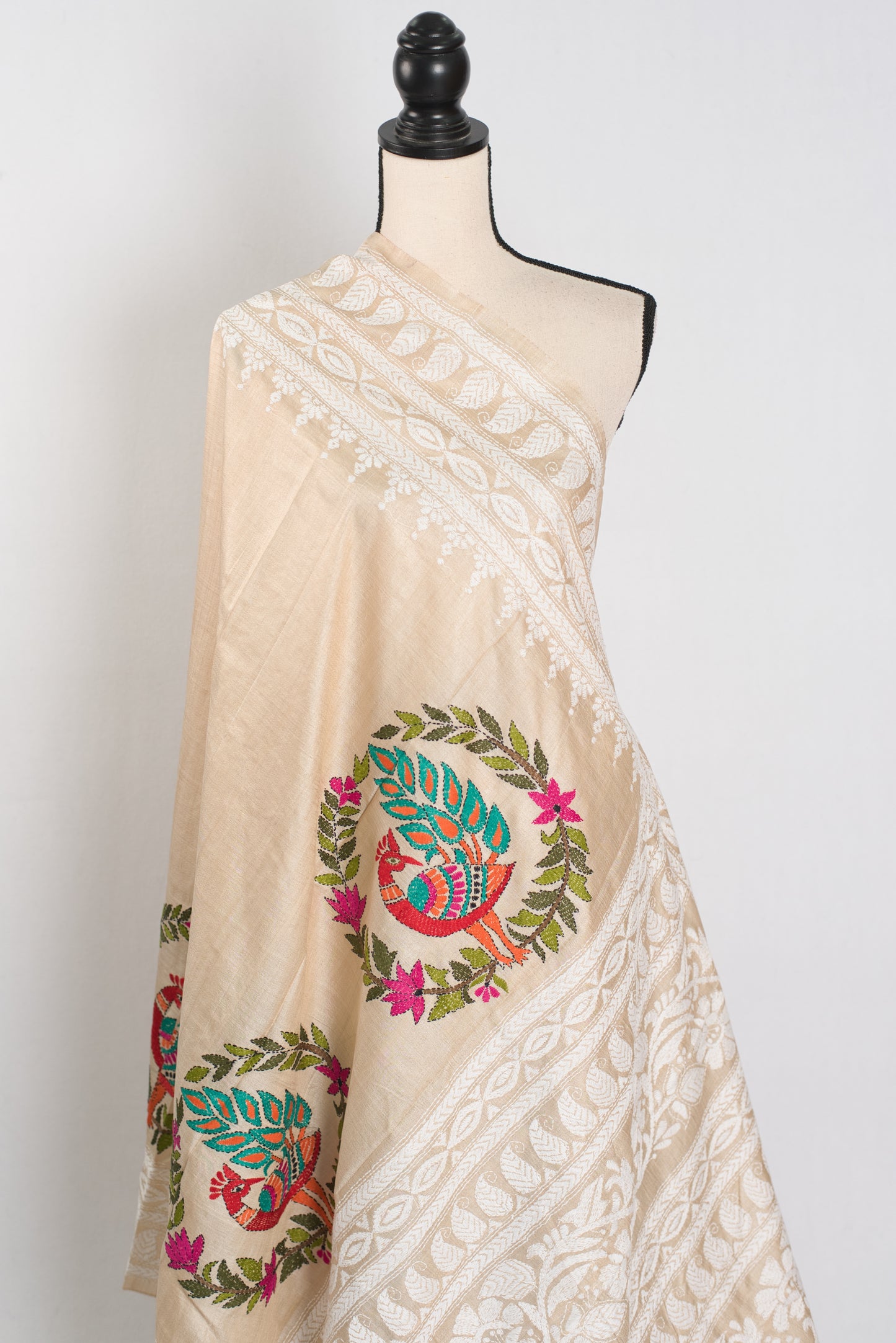 Gini | Exclusive Hand-Embroidered Gachi Tussar Kantha Stitch Saree image 3