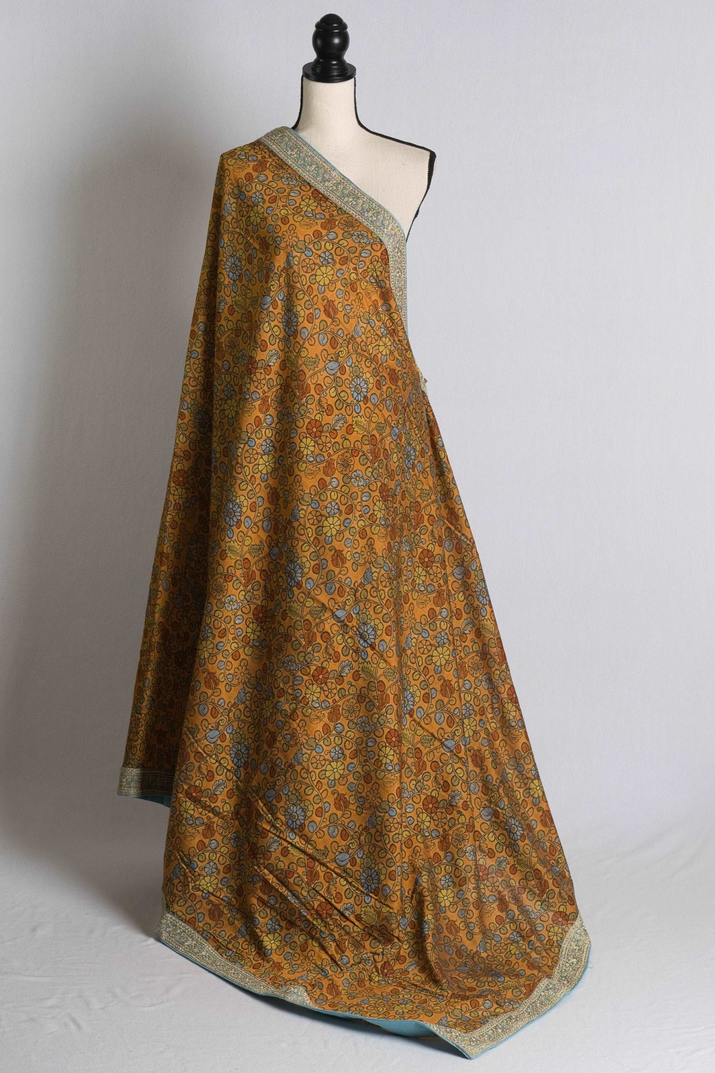 Mustard Yellow Kalamkari Saree with Designer Border.