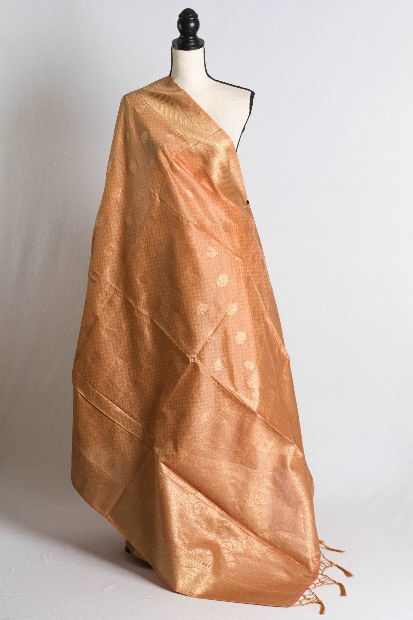 Blended Cotton Banarasi Saree in English Brown