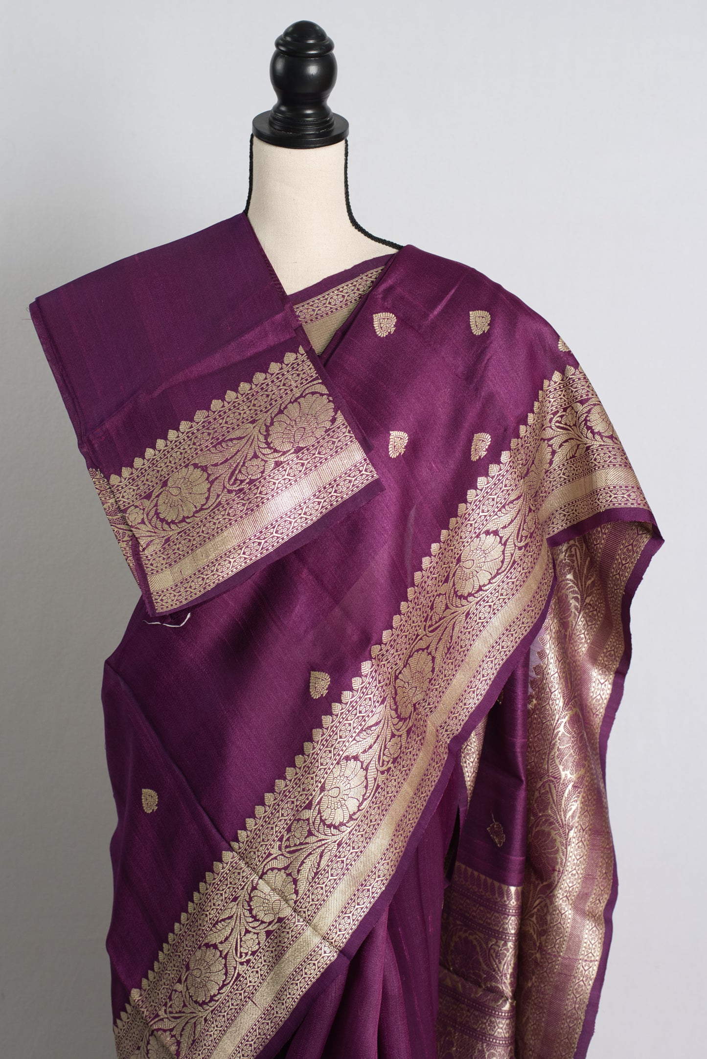 Silk Mark Certified Purple Tussar Georgette Banarasi Saree