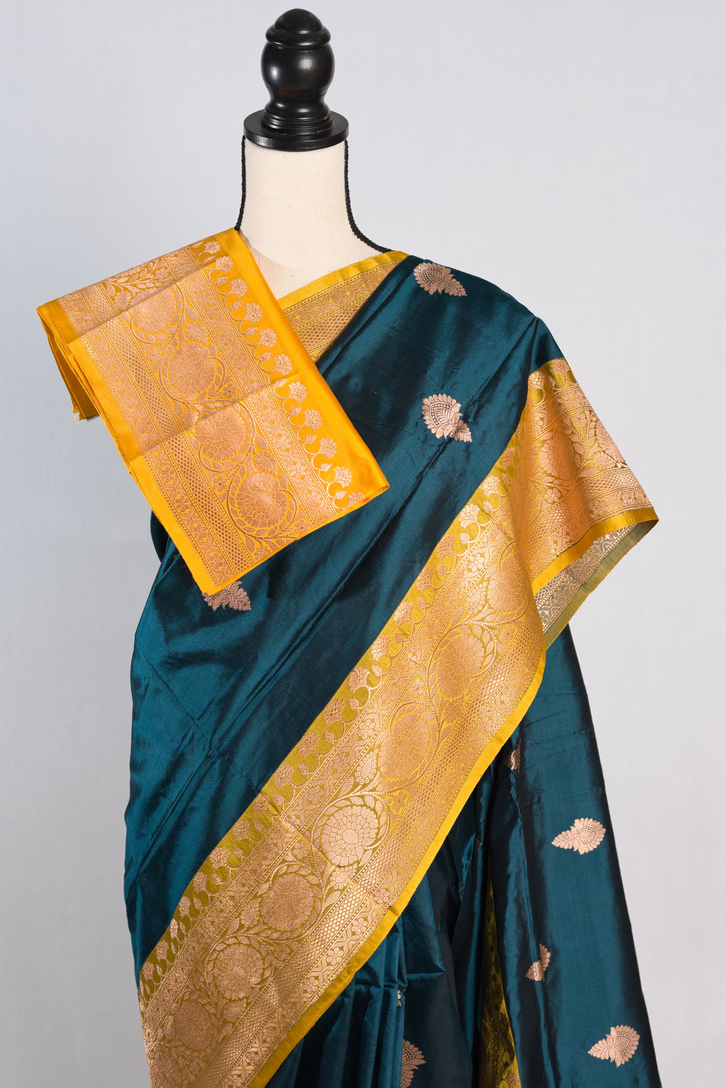 Silk Mark Certified Banarasi Silk Saree in Arabian Blue.