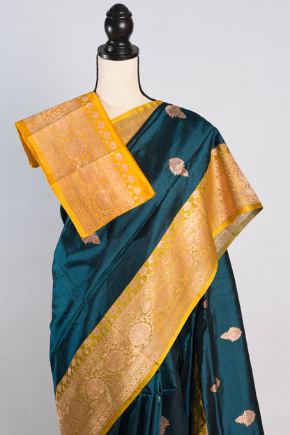 Silk Mark Certified Banarasi Silk Saree in Arabian Blue.