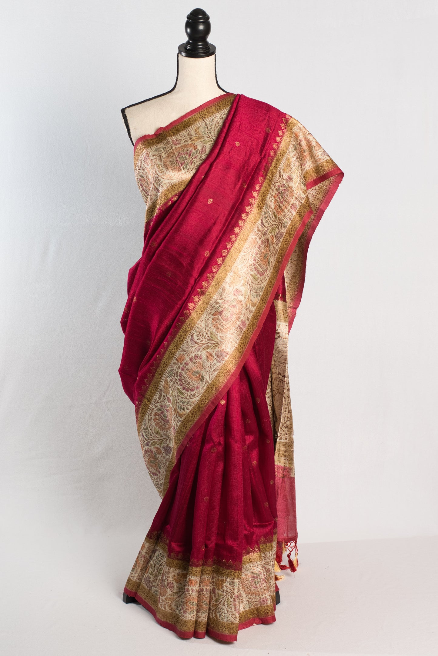 Silk Mark Certified Tussar Banarasi Saree with 38 Size Stitched Blouse