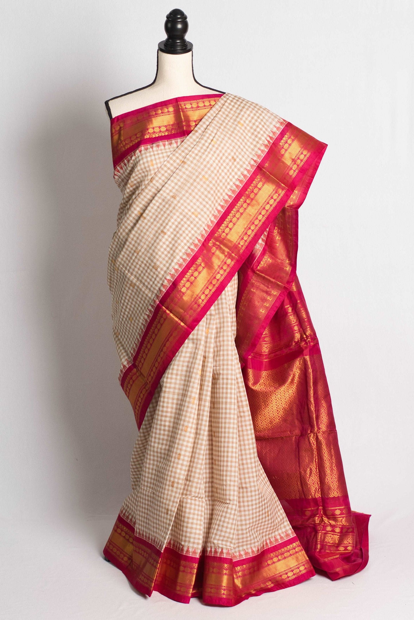 Premium Quality Sico Micro Checks Gadwal Saree