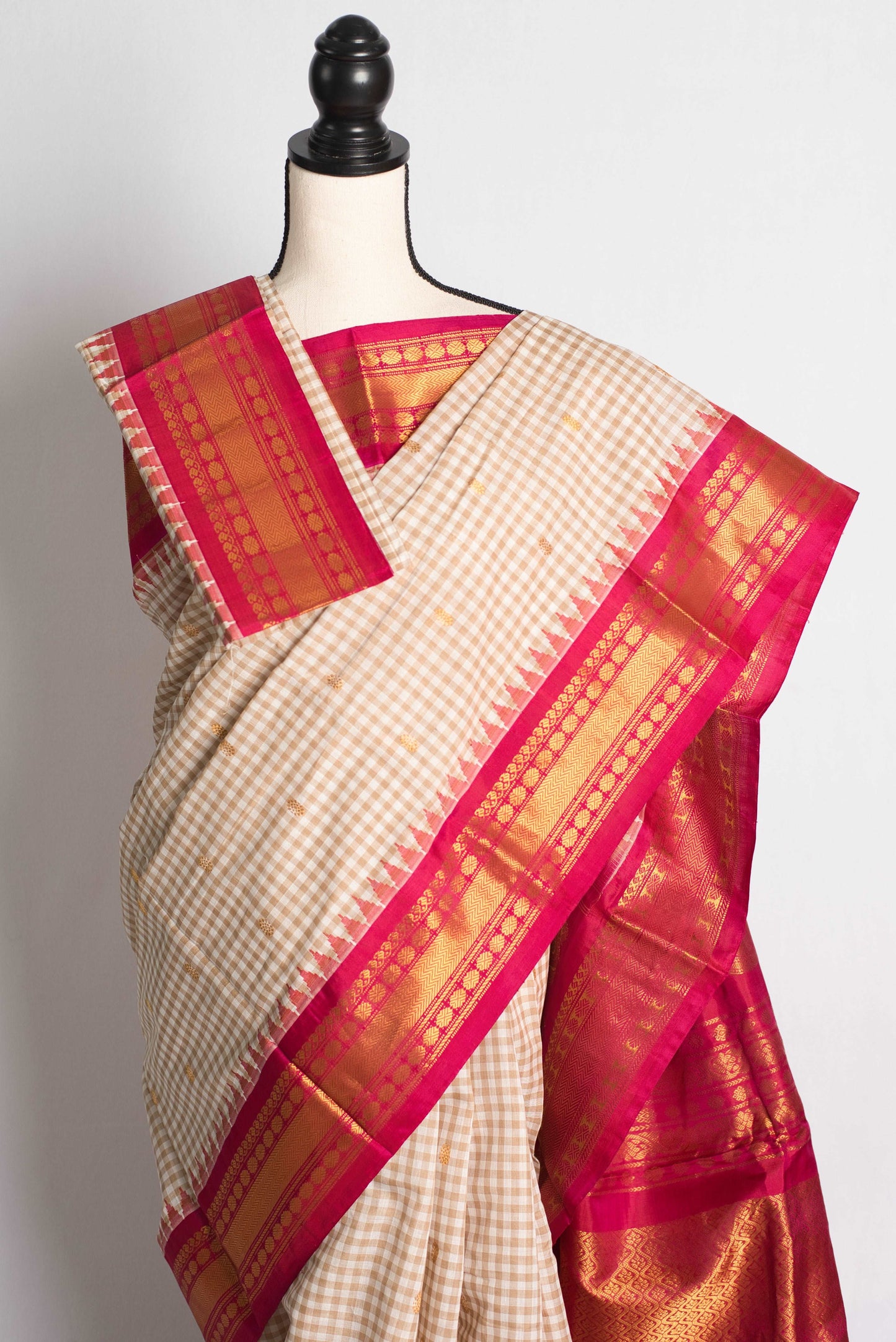 Premium Quality Sico Micro Checks Gadwal Saree