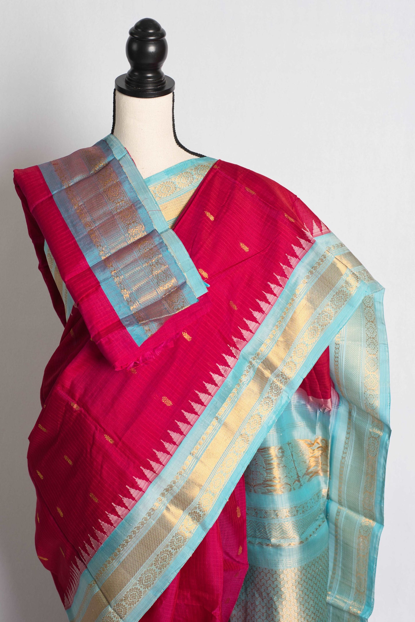 Premium Quality Sico Gadwal Saree in Dark Pink