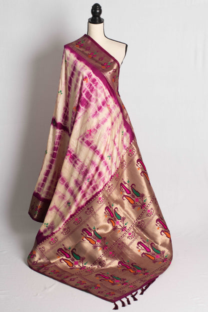 Purple Shibori Banarasi Saree with Paithani Pallu