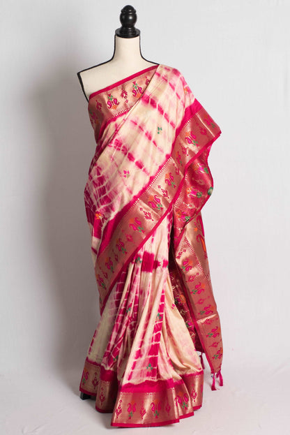 Pink Shibori Banarasi Saree with Paithani Pallu