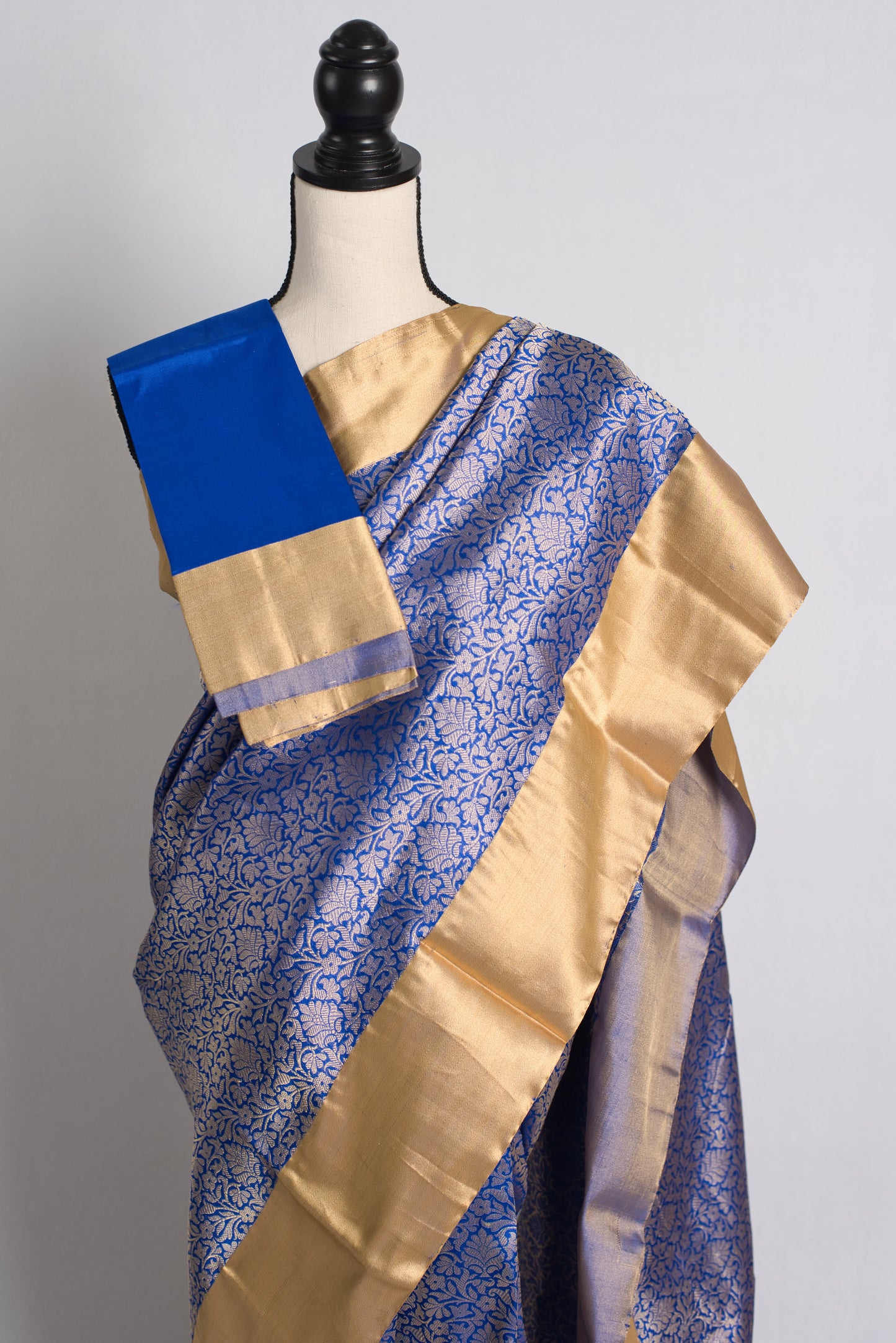 Silk Mark Certified Brocade Banarasi Saree in Royal Blue and Gold