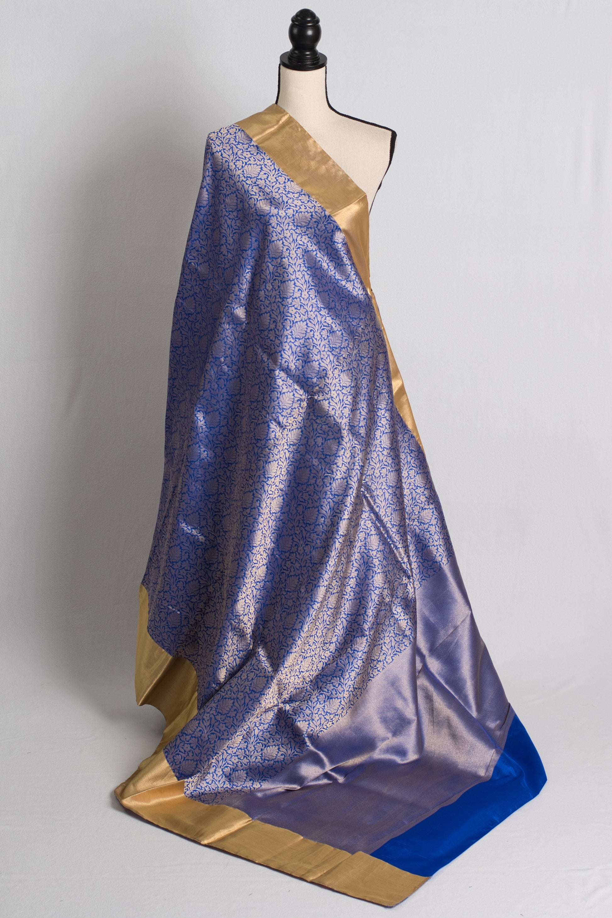 Silk Mark Certified Brocade Banarasi Saree in Royal Blue and Gold