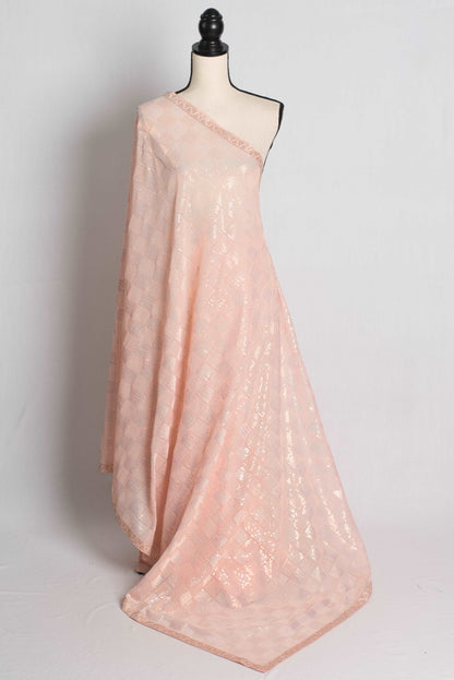 Partywear Sequin Georgette Saree in Light Peach