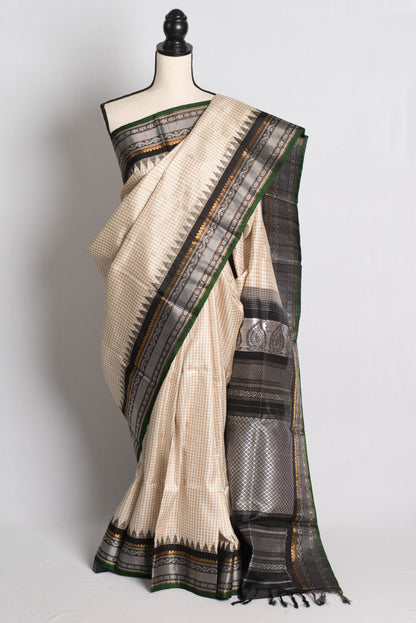 Silk Mark Certified Checks Gadwal Saree with 36 Size Stitched Blouse