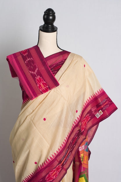 Silk Mark Certified Tussar Dolabedi Saree with Katki Border