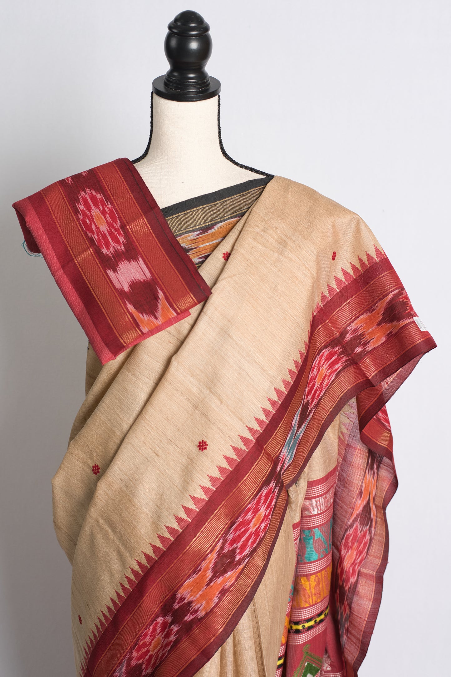 Silk Mark Certified Tussar Dolabedi Saree with Ganga Jamuna Border