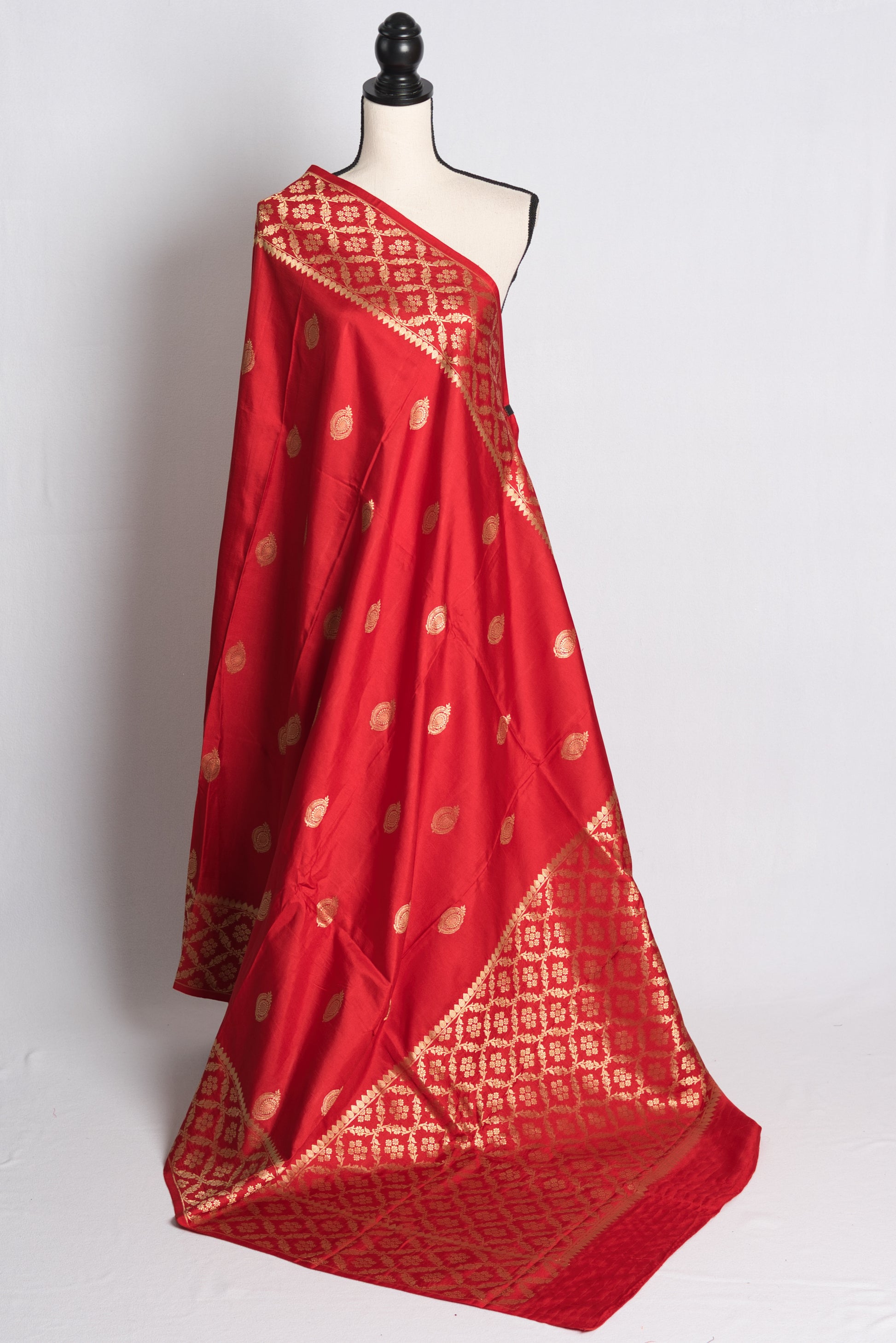 Silk Mark Certified Mashru Banarasi Silk Saree in Red and Gold