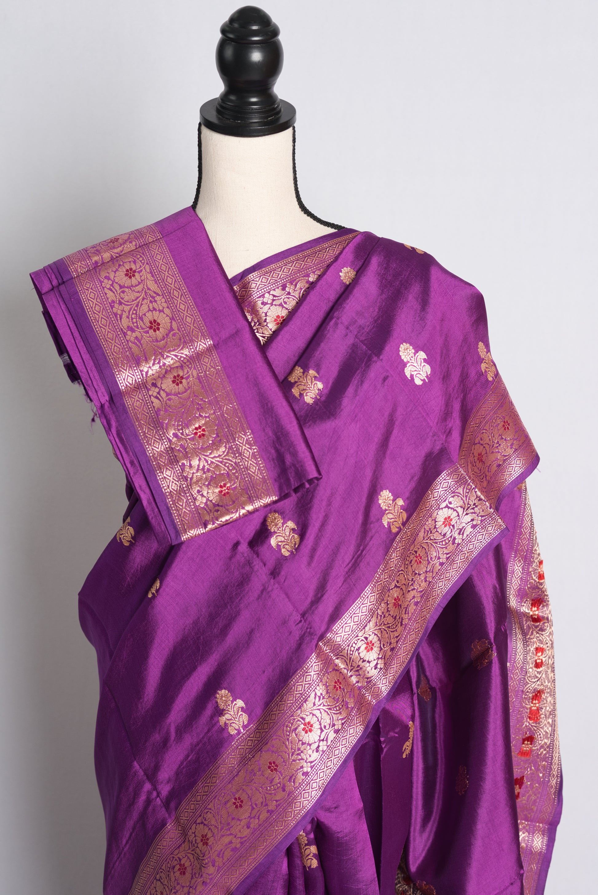 Silk Mark Certified Lightweight Banarasi Saree in Purple and Gold