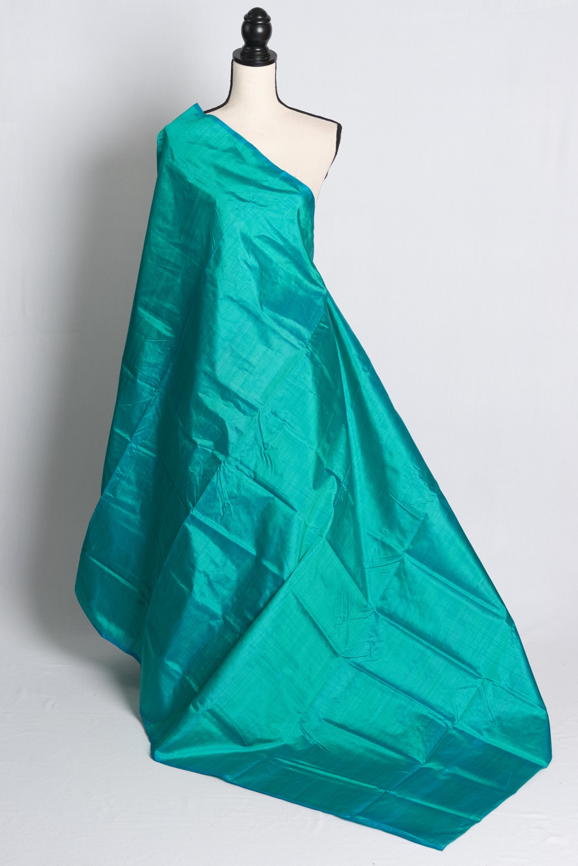 Silk Mark Certified Bishnupuri Katan Silk in Dual Shade of Greenish Blue