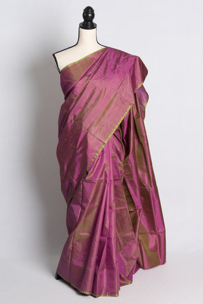 Silk Mark Certified Bishnupuri Katan Silk in Dual Shade of Purple