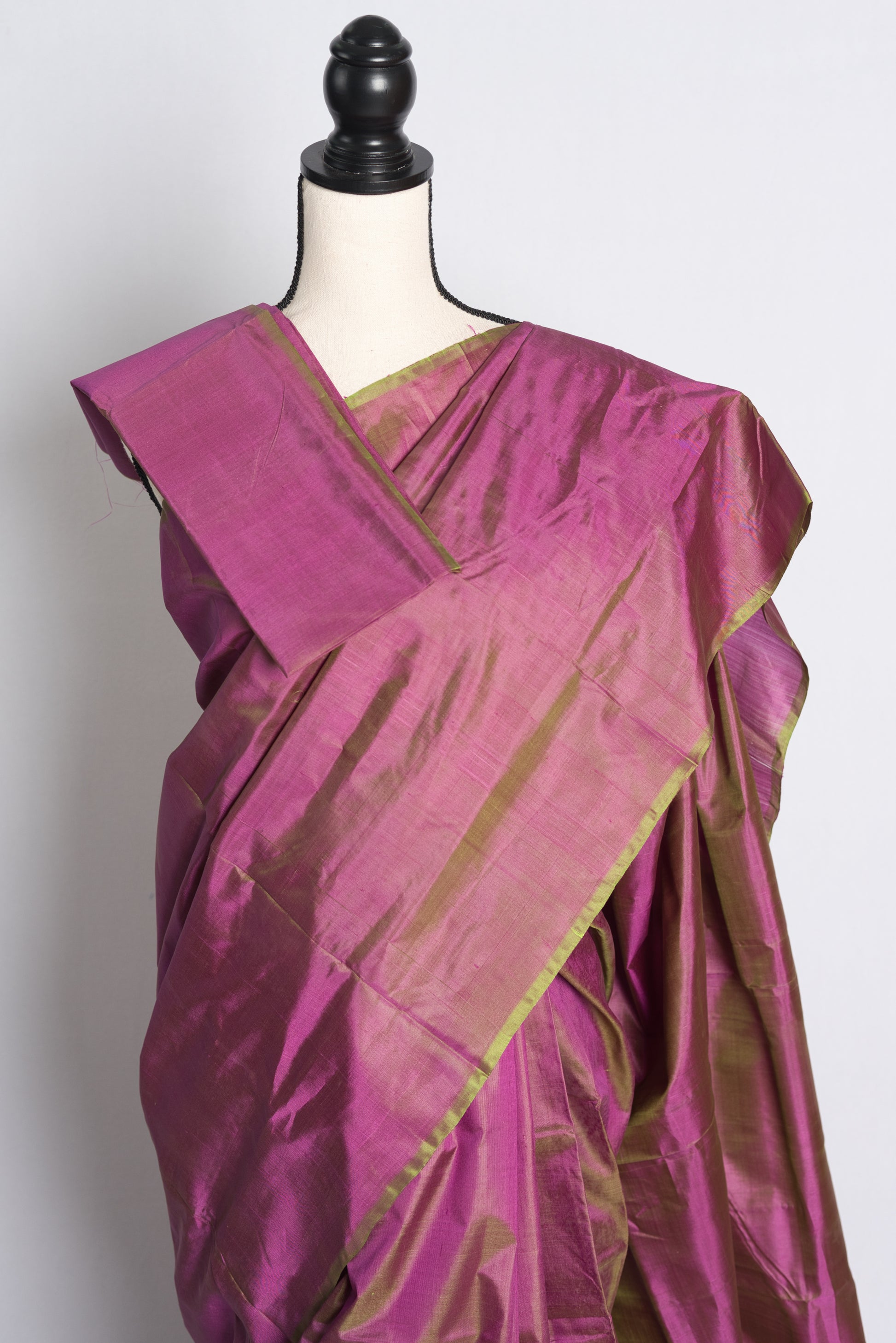 Silk Mark Certified Bishnupuri Katan Silk in Dual Shade of Purple