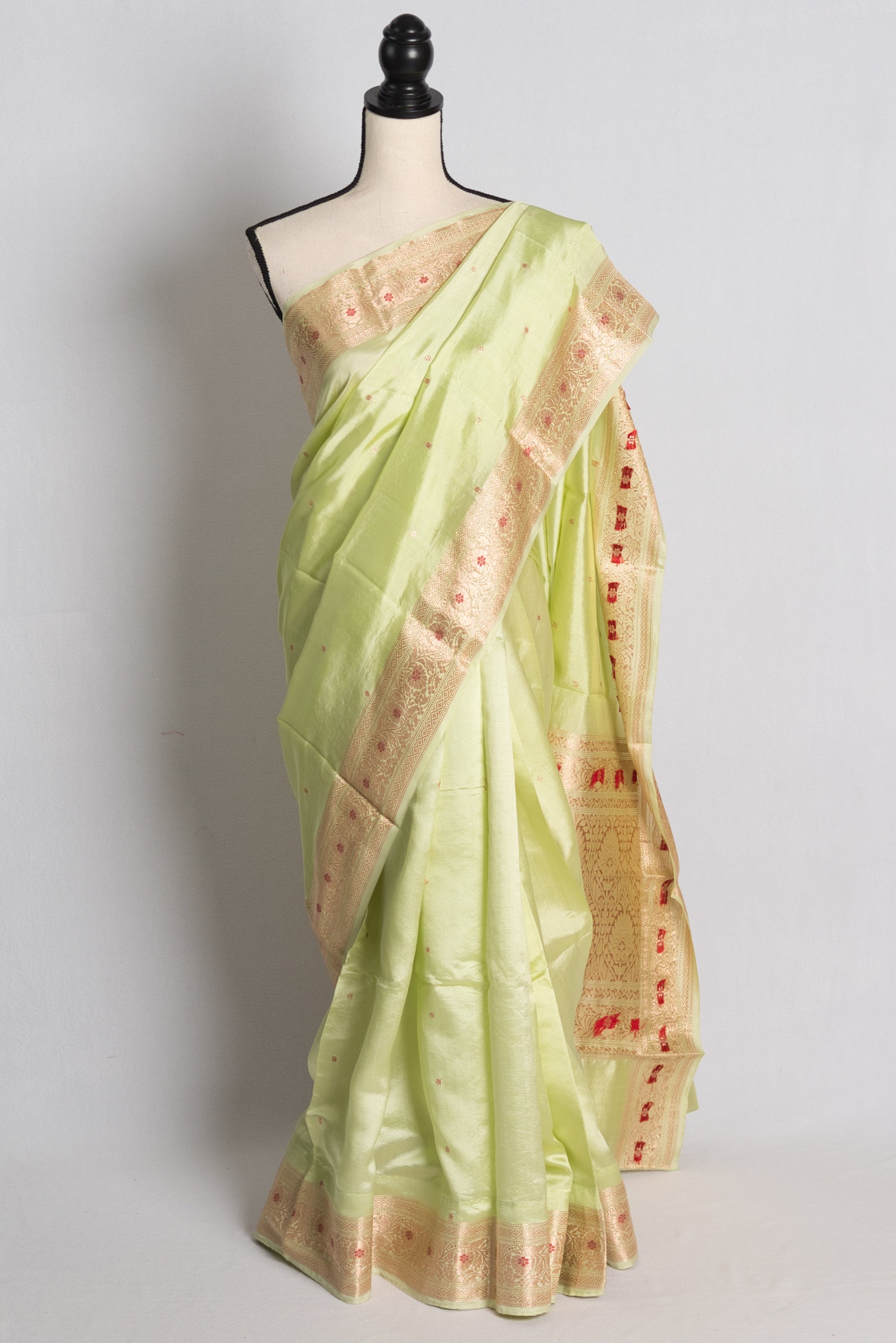 Silk Mark Certified Lightweight Banarasi Saree in Lime Green