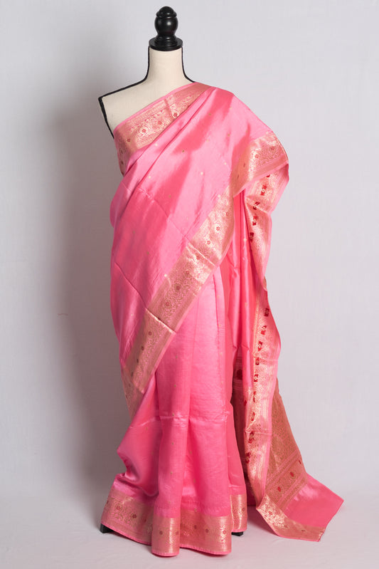 Silk Mark Certified Lightweight Banarasi Saree in Pink