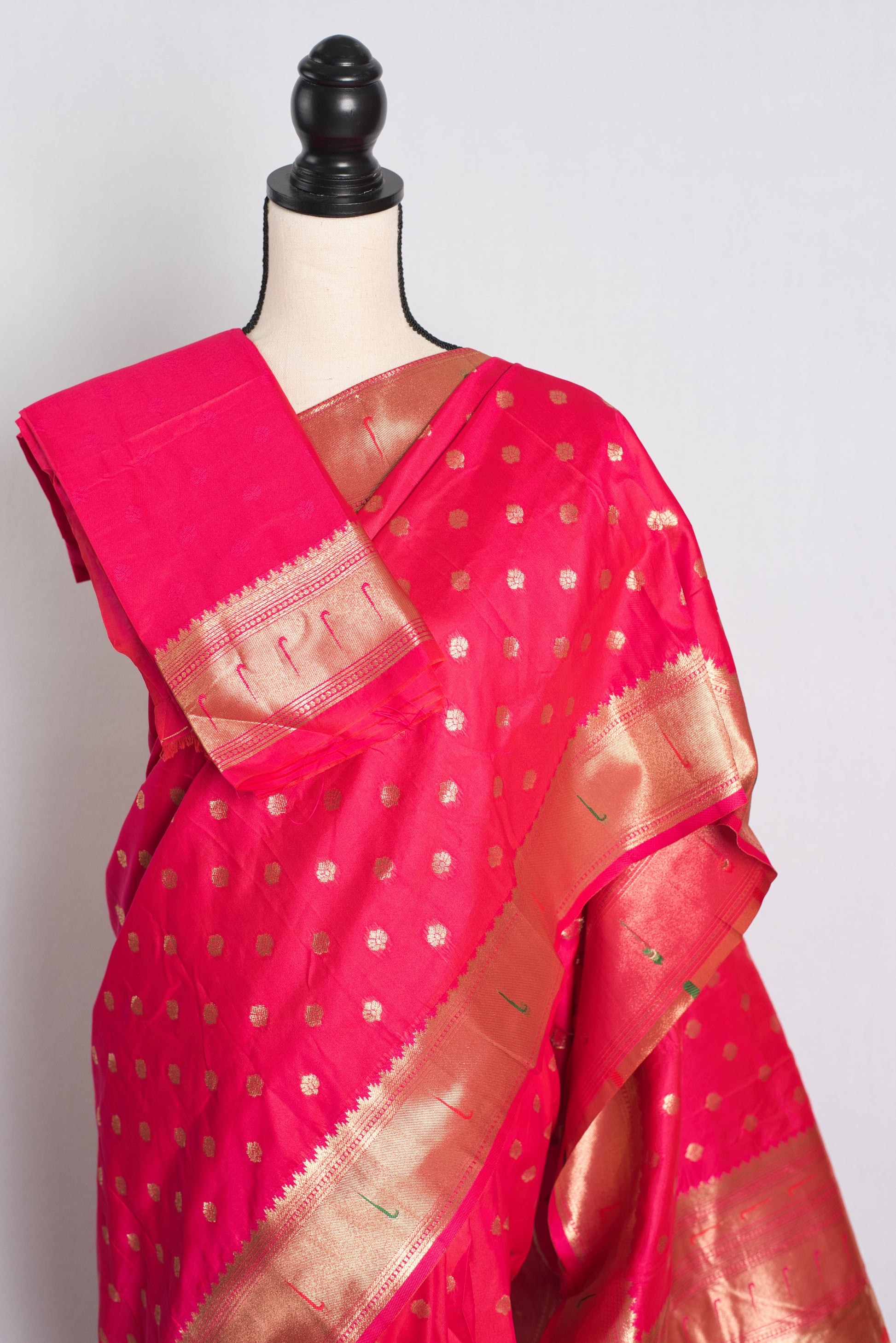 Blended Silk Paithani Saree Dark Pink and Gold.