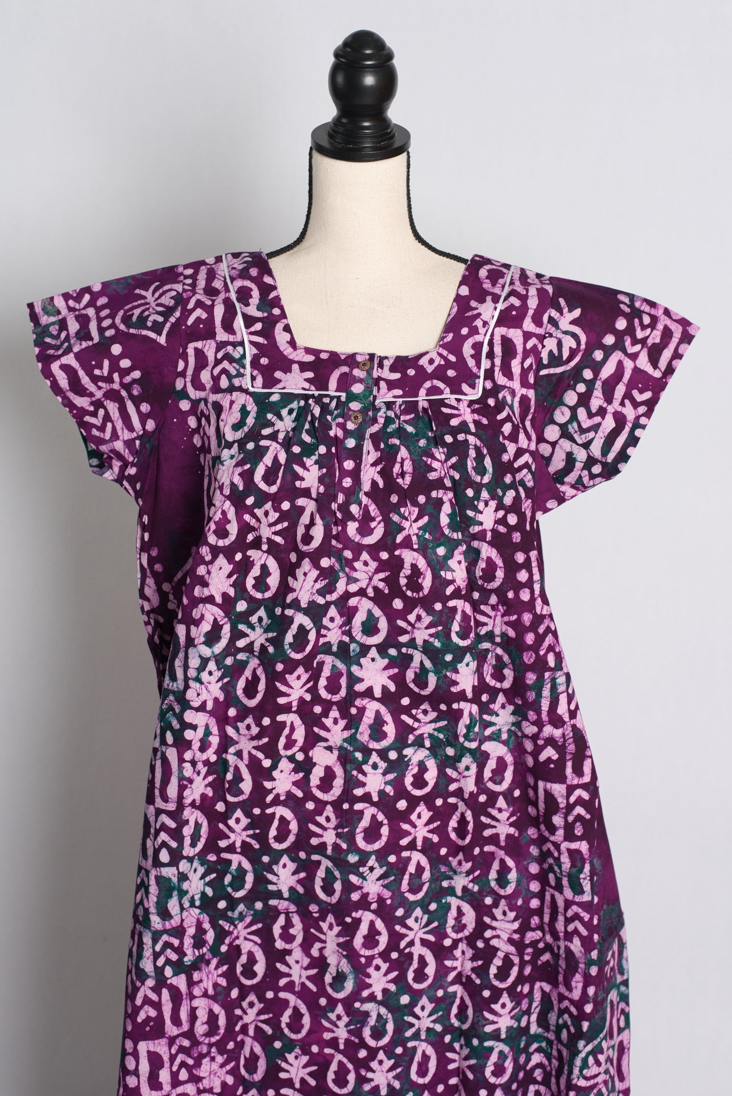 Purple Kolkata Batik Pure Cotton Indian Women Nighty.