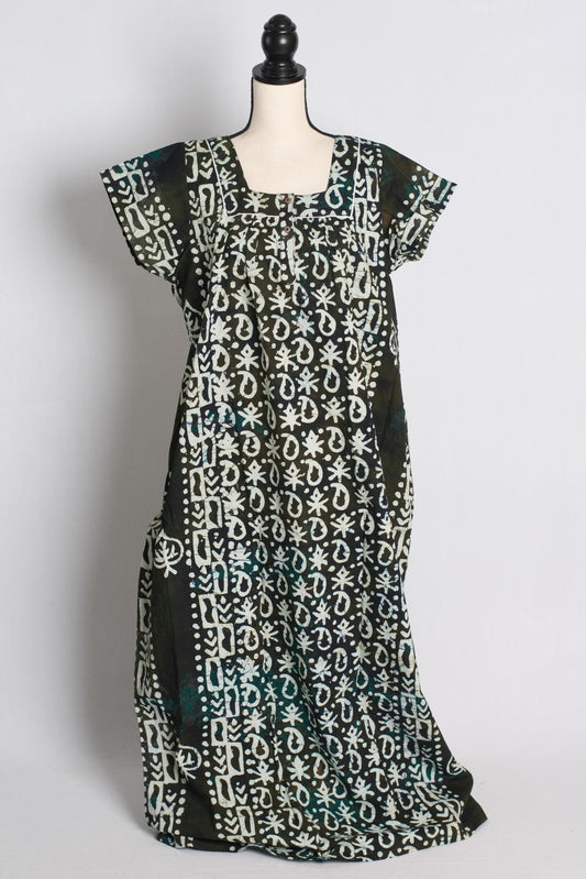 Green Kolkata Batik Pure Cotton Indian Women Nighty.